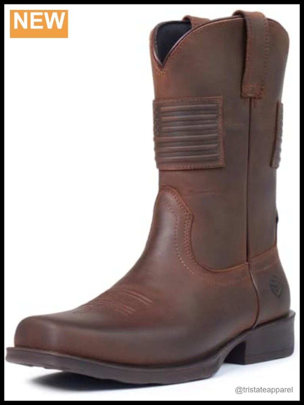 Full Grain Leather Western Cowboy Work Boots Square Toe Goodyear Welt